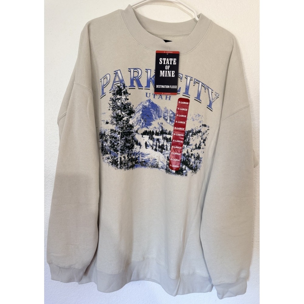 NWT Men XL State Of Mine Park City Utah Ski Mountain Graphic Crewneck Sweatshirt